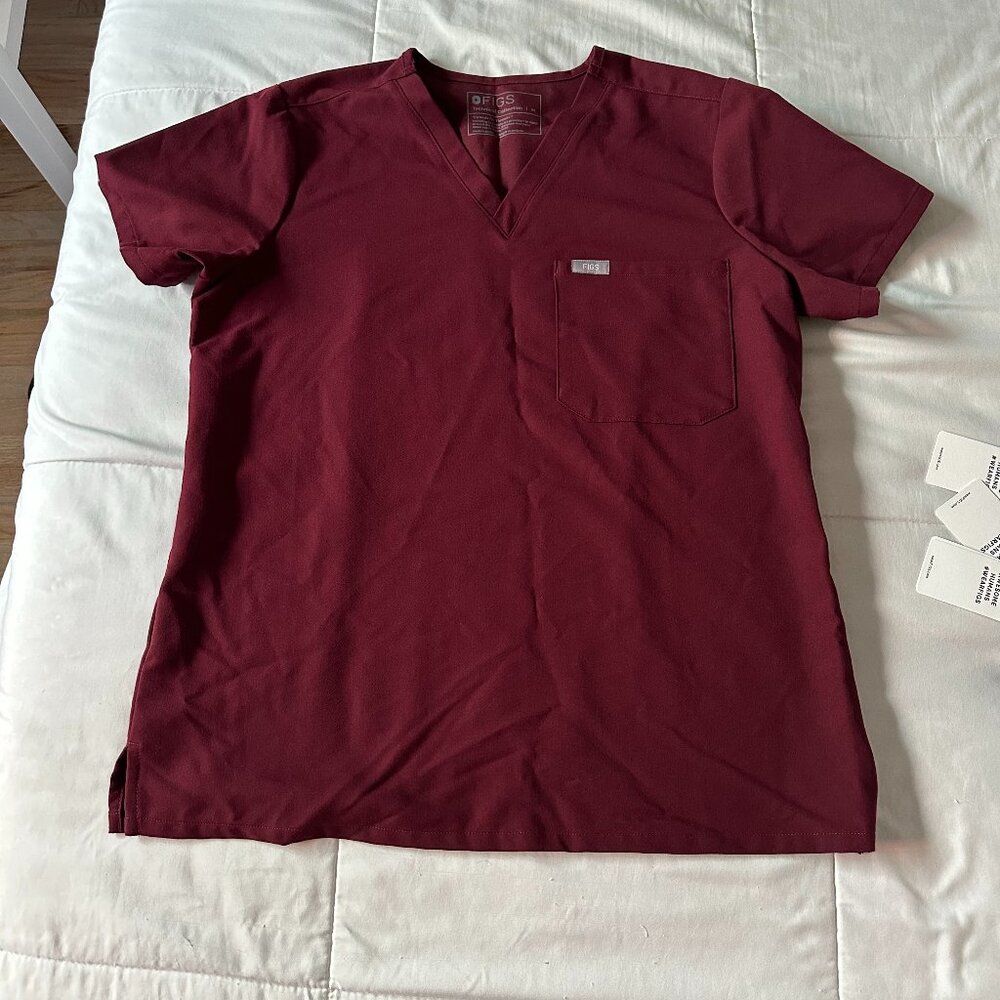 Figs Ladies Burgundy V-Neck Top, Cargo Pant